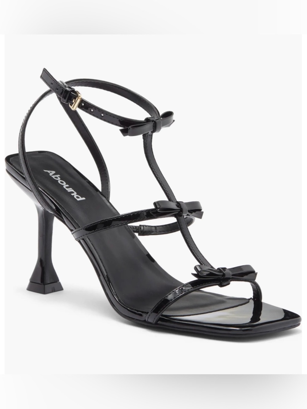 Abound Black Patent Ramona Bow Heeled Sandals Size 8